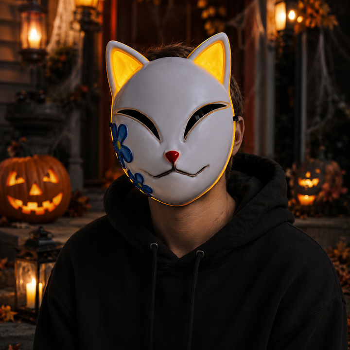 Halloween Mask Cat Design LED Light-Up Costume Light Up Mask