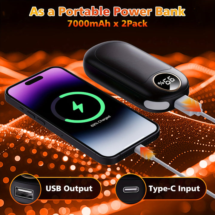 Hand Warmer Electric Rechargeable Pocket Heater Dual Pack