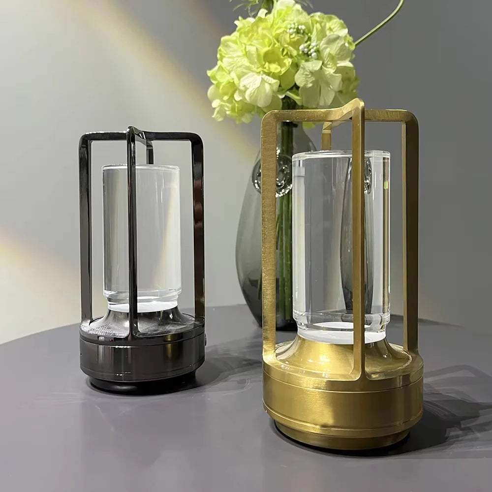 Table Lamp Modern Metal Cylinder LED Light Decor Accent