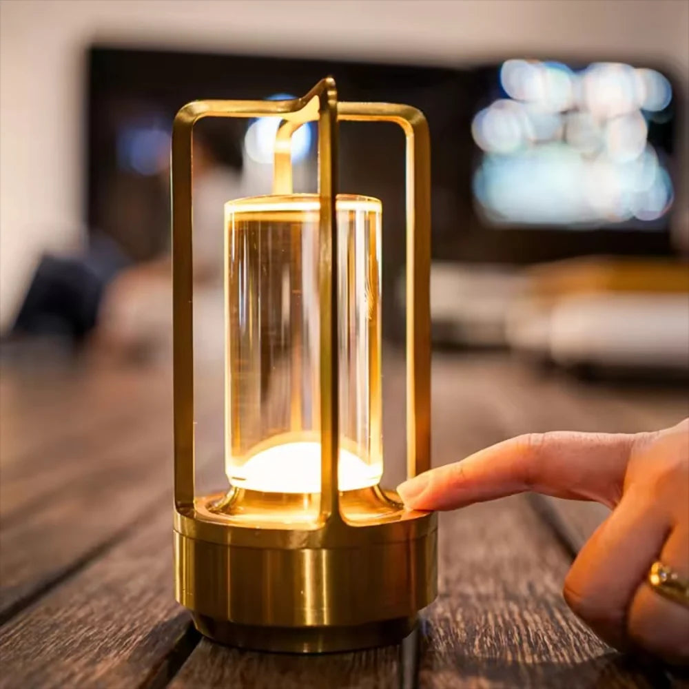 Table Lamp Modern Metal Cylinder LED Light Decor Accent