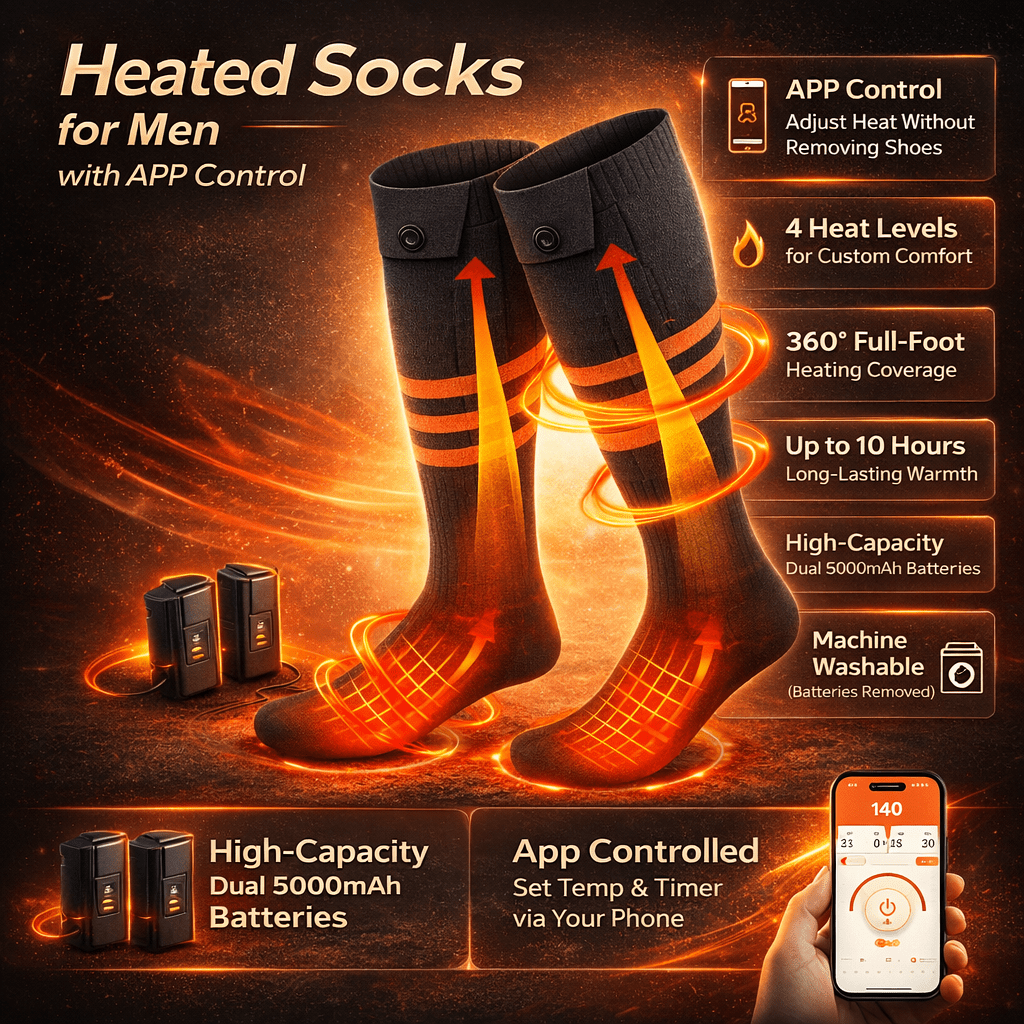 Heated Socks Temperature Control App Control Outdoor Use