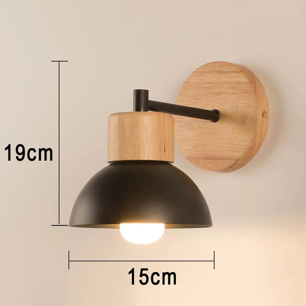 Wood &amp; Metal Wall Lamp | Modern Nordic Bedside Light