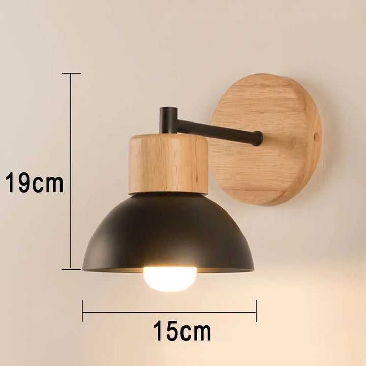 Wood &amp; Metal Wall Lamp | Modern Nordic Bedside Light