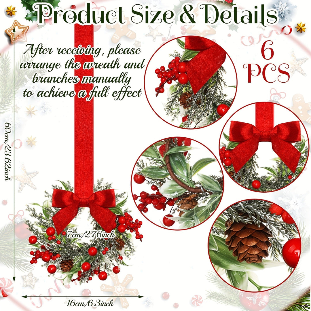 Christmas Wreath Hanging Red Bow Pinecone Holiday Decor
