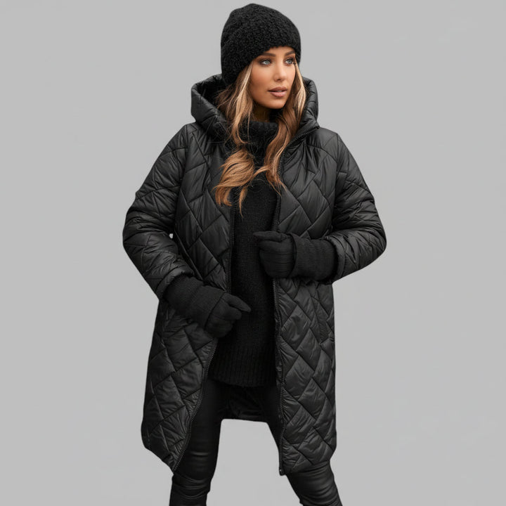 Quilted Hooded Jacket Cold Weather Warm Lightweight Stylish