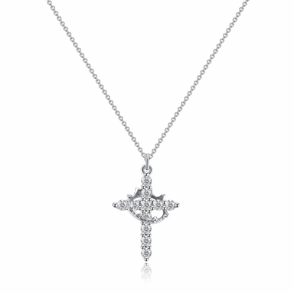 Necklace Cross Pendant Crown Mothers Day Faith Jewellery Gift