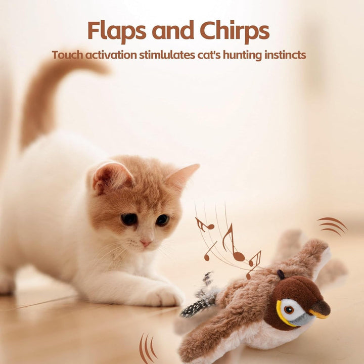 Cat Toy Interactive Bird Sound Flapping Rechargeable Pet Toy