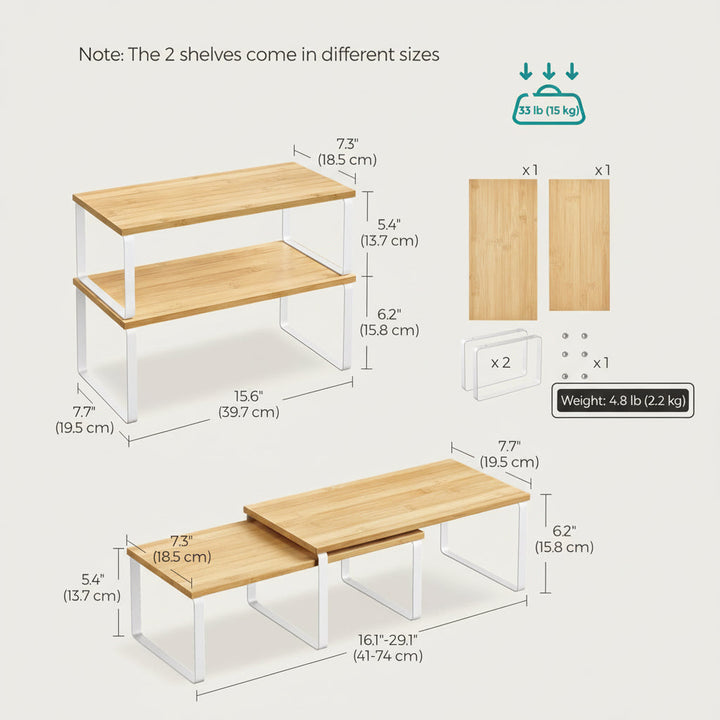 Shelf Organizer Stackable Metal Kitchen Cabinet Storage Racks