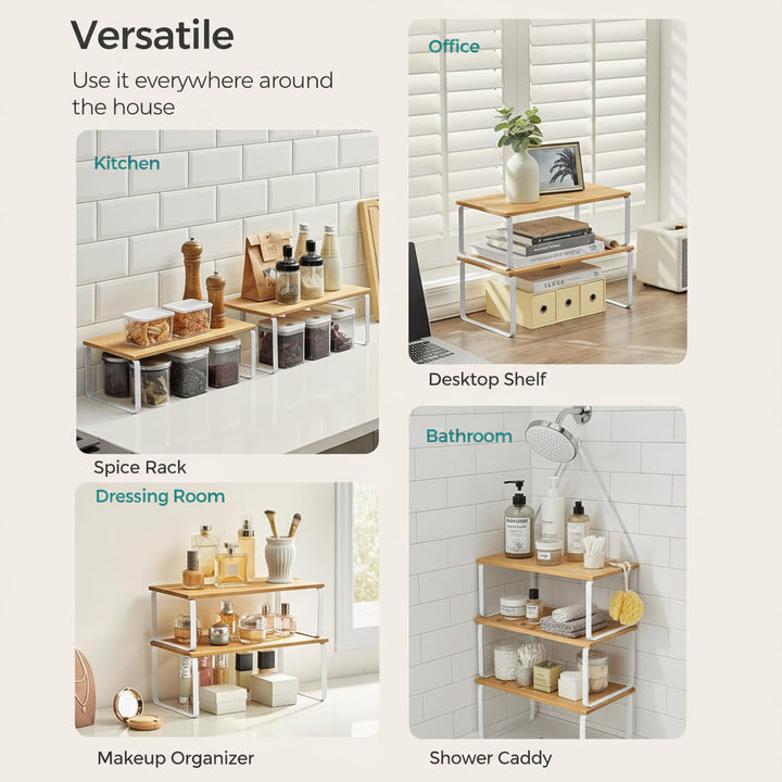 Shelf Organizer Stackable Metal Kitchen Cabinet Storage Racks