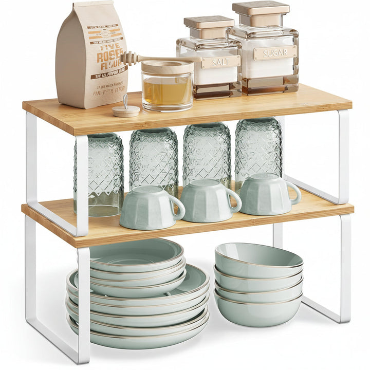 Shelf Organizer Stackable Metal Kitchen Cabinet Storage Racks