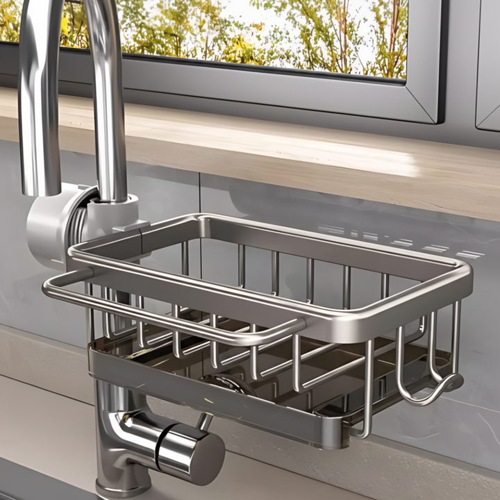 Kitchen Sink Organizer Aluminum Storage Basket Fast Drain Design