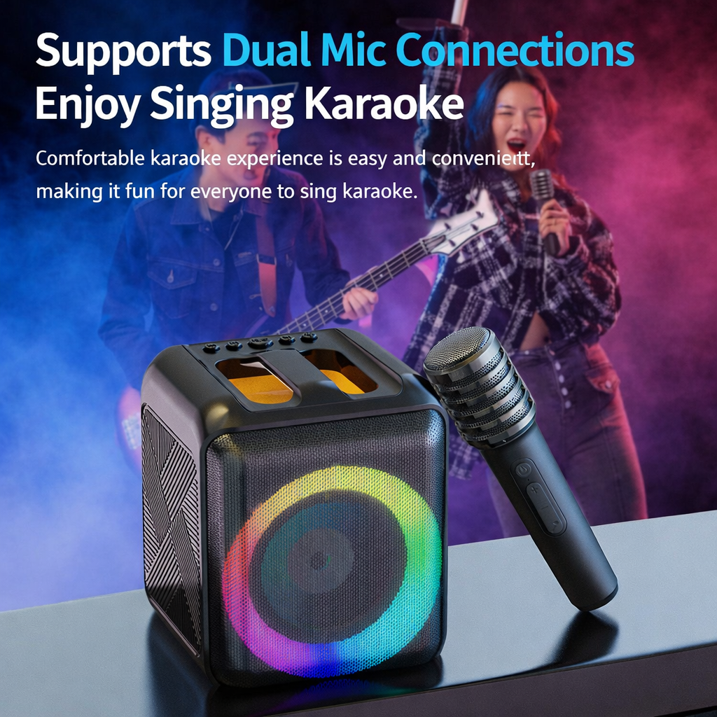 Karaoke Machine Bluetooth Portable Speaker Wireless Microphones