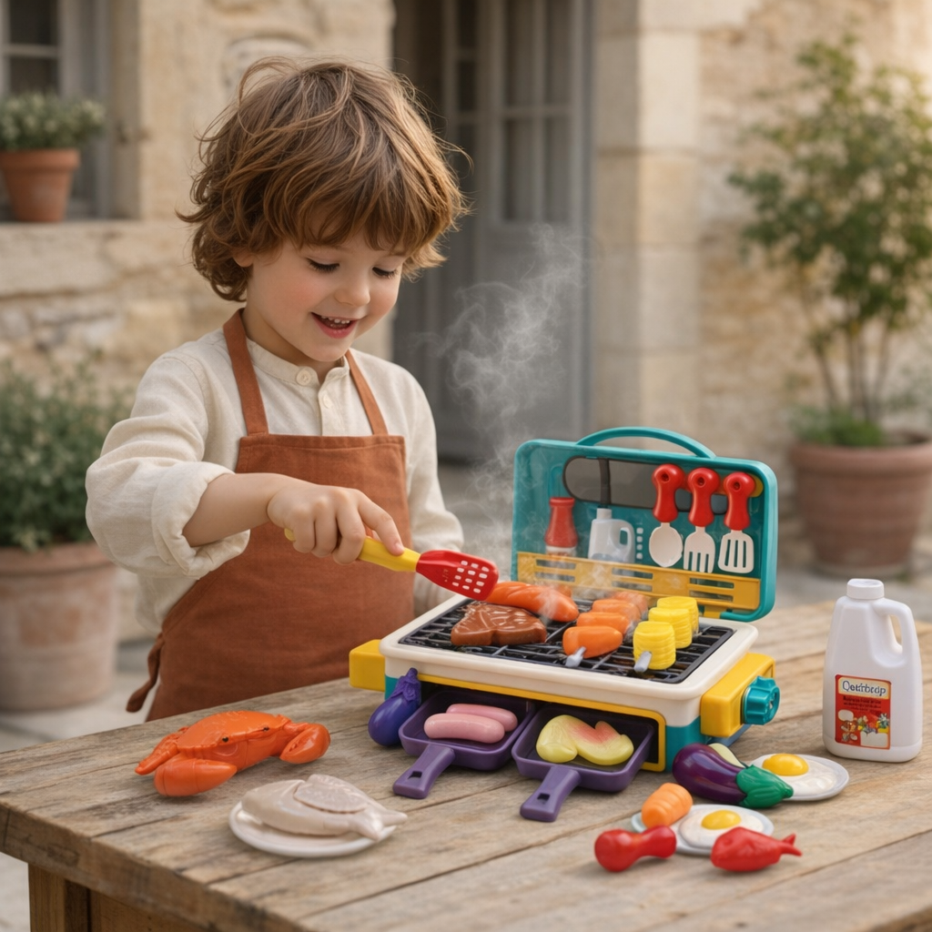 Kids BBQ Grill Set colour Changing Food Smoke Effect