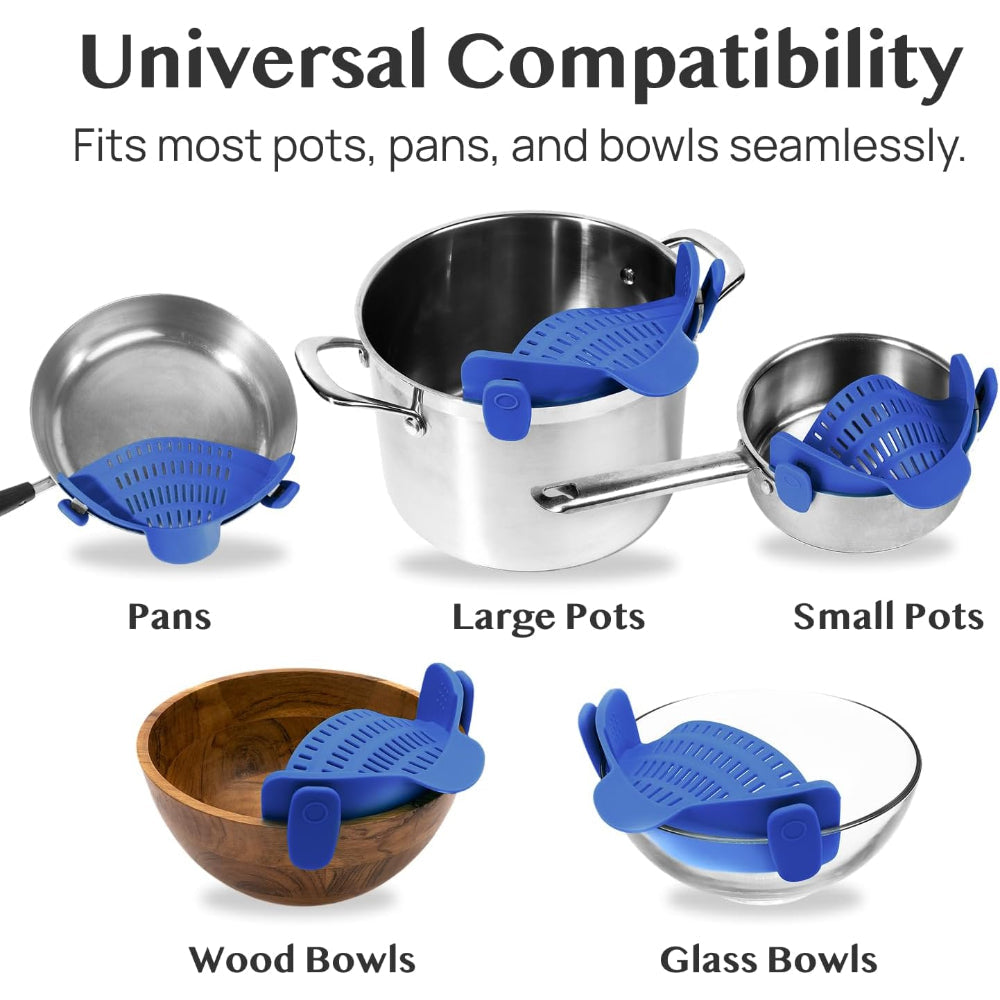 Kitchen Strainer Clip Style Pot Pasta Colander Silicone