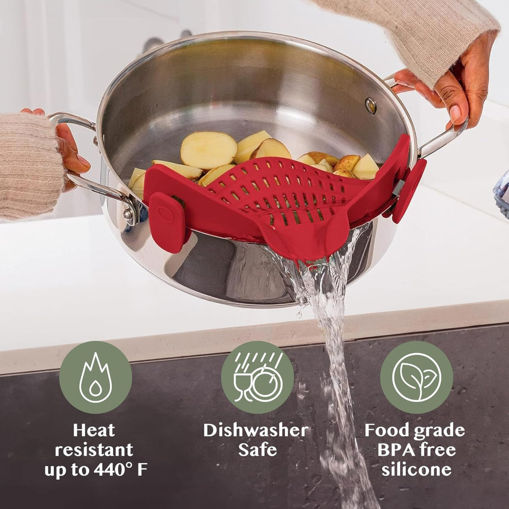 Kitchen Strainer Clip Style Pot Pasta Colander Silicone