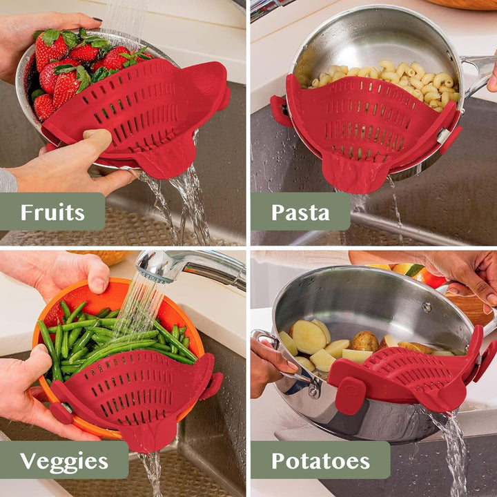 Kitchen Strainer Clip Style Pot Pasta Colander Silicone