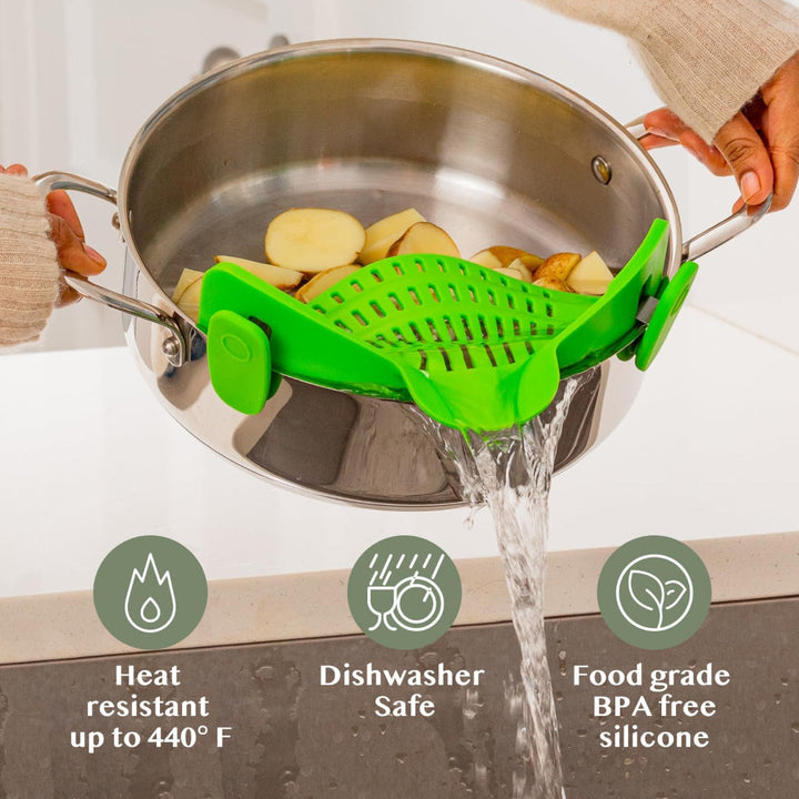 Kitchen Strainer Clip Style Pot Pasta Colander Silicone