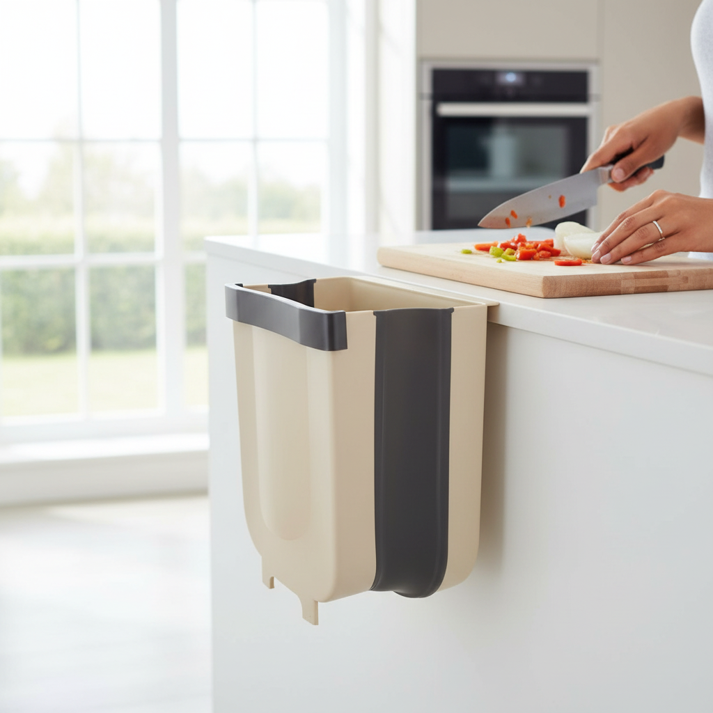 Kitchen Trash Can Hanging Foldable Plastic Cabinet Bin