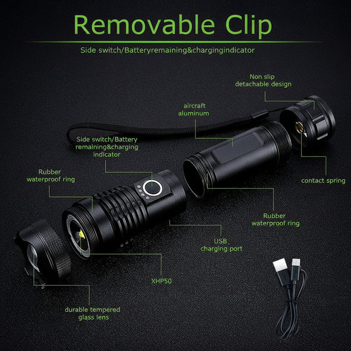 Flashlight Rechargeable LED Tactical Aluminum Zoom Torch