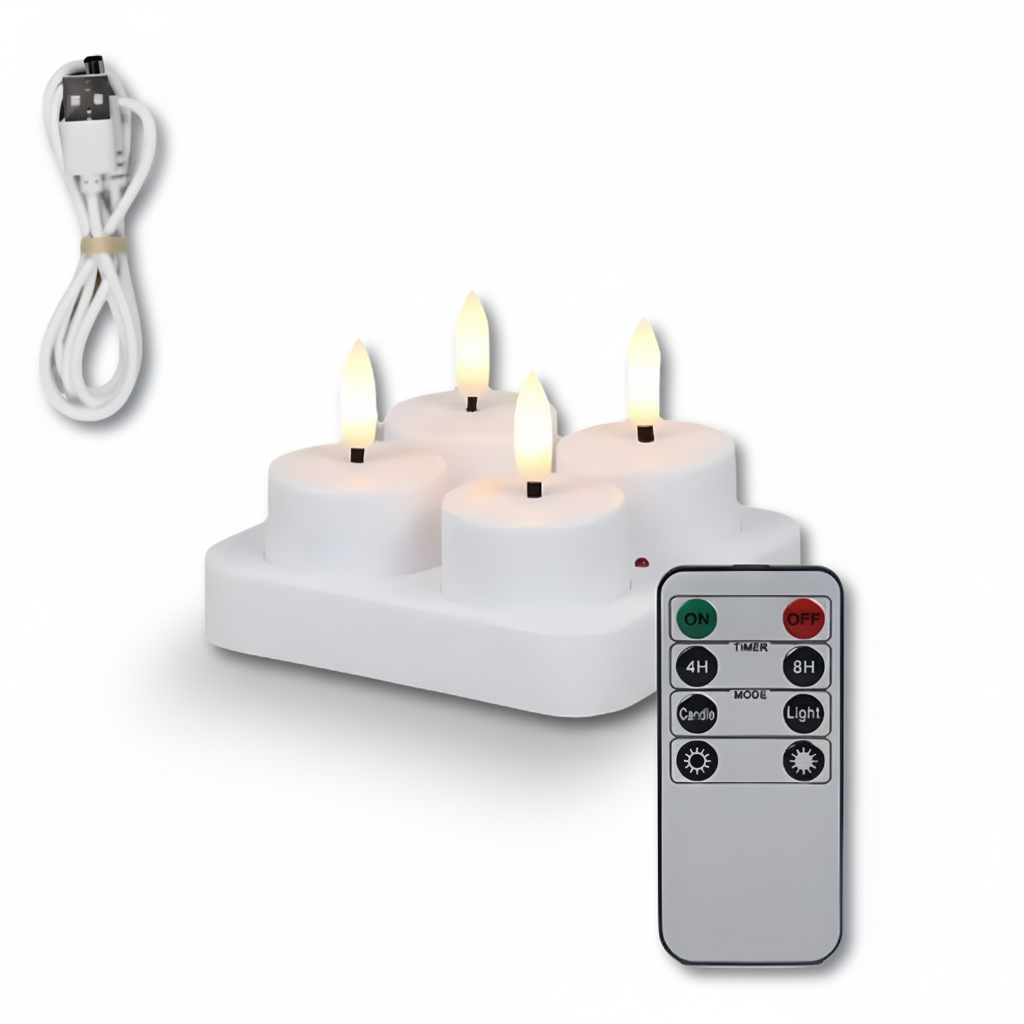 LED Candles Flameless Set Remote Timer USB Rechargeable