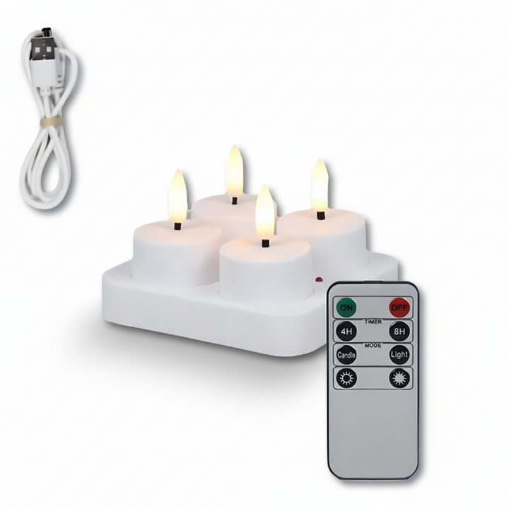 LED Candles Flameless Set Remote Timer USB Rechargeable