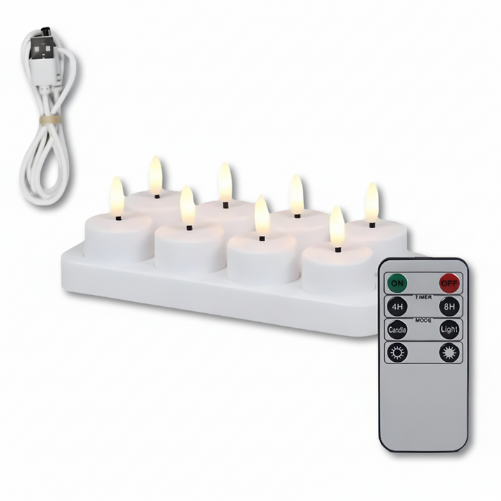 LED Candles Flameless Set Remote Timer USB Rechargeable