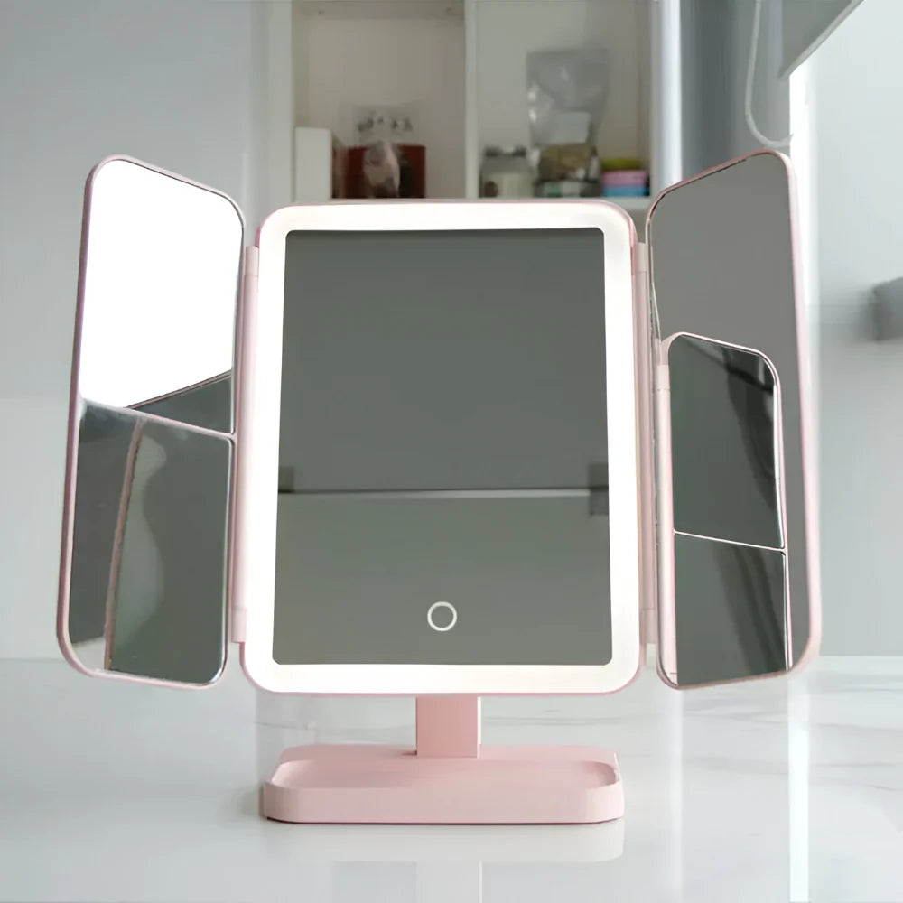 Mirror LED Makeup Triple Lighting Magnification Foldable Design