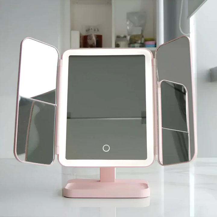 Mirror LED Makeup Triple Lighting Magnification Foldable Design