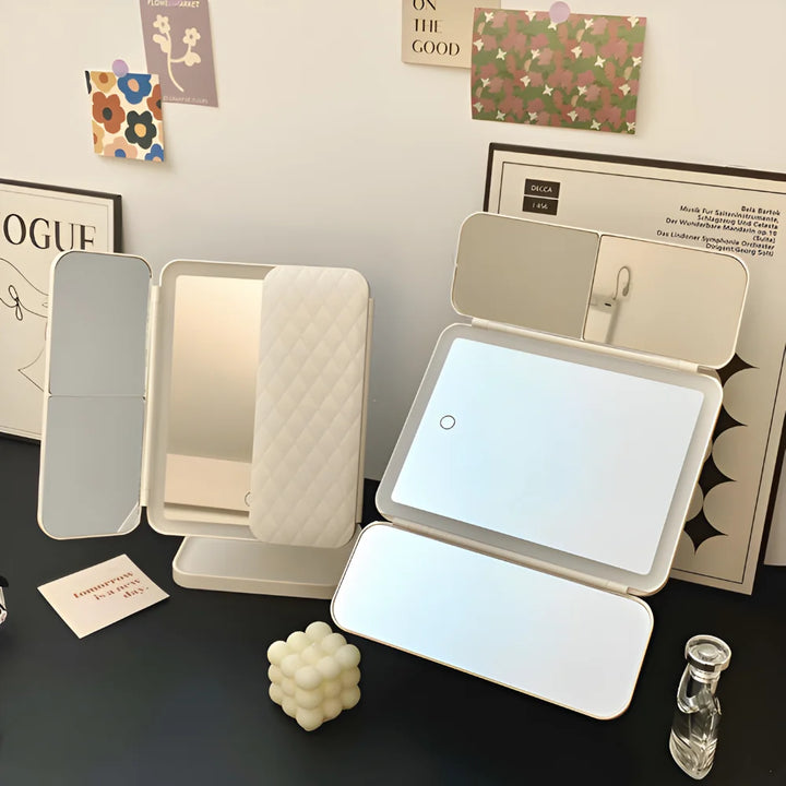 Mirror LED Makeup Triple Lighting Magnification Foldable Design
