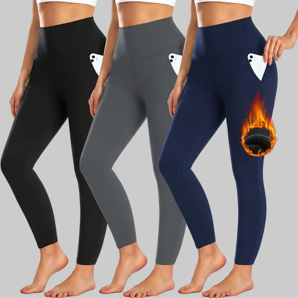 Leggings High Waist Pocket Winter Workout Trousers