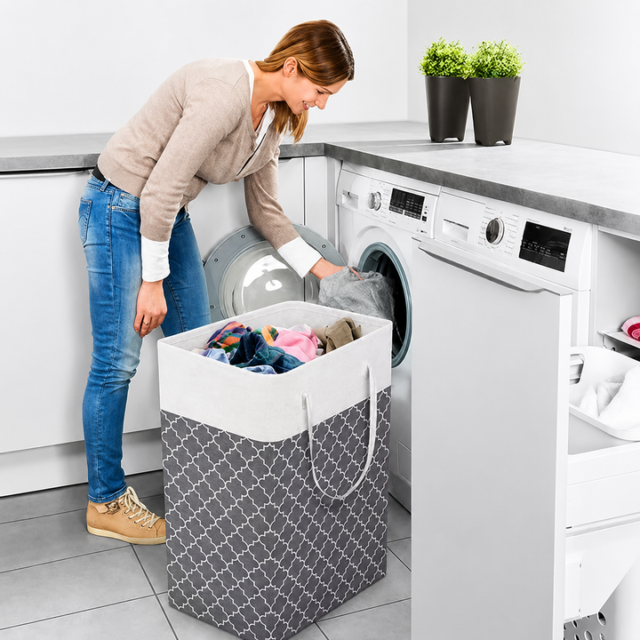 Lauva | 75L Waterproof Laundry Basket | Foldable Fabric Clothes Hamper with Handles