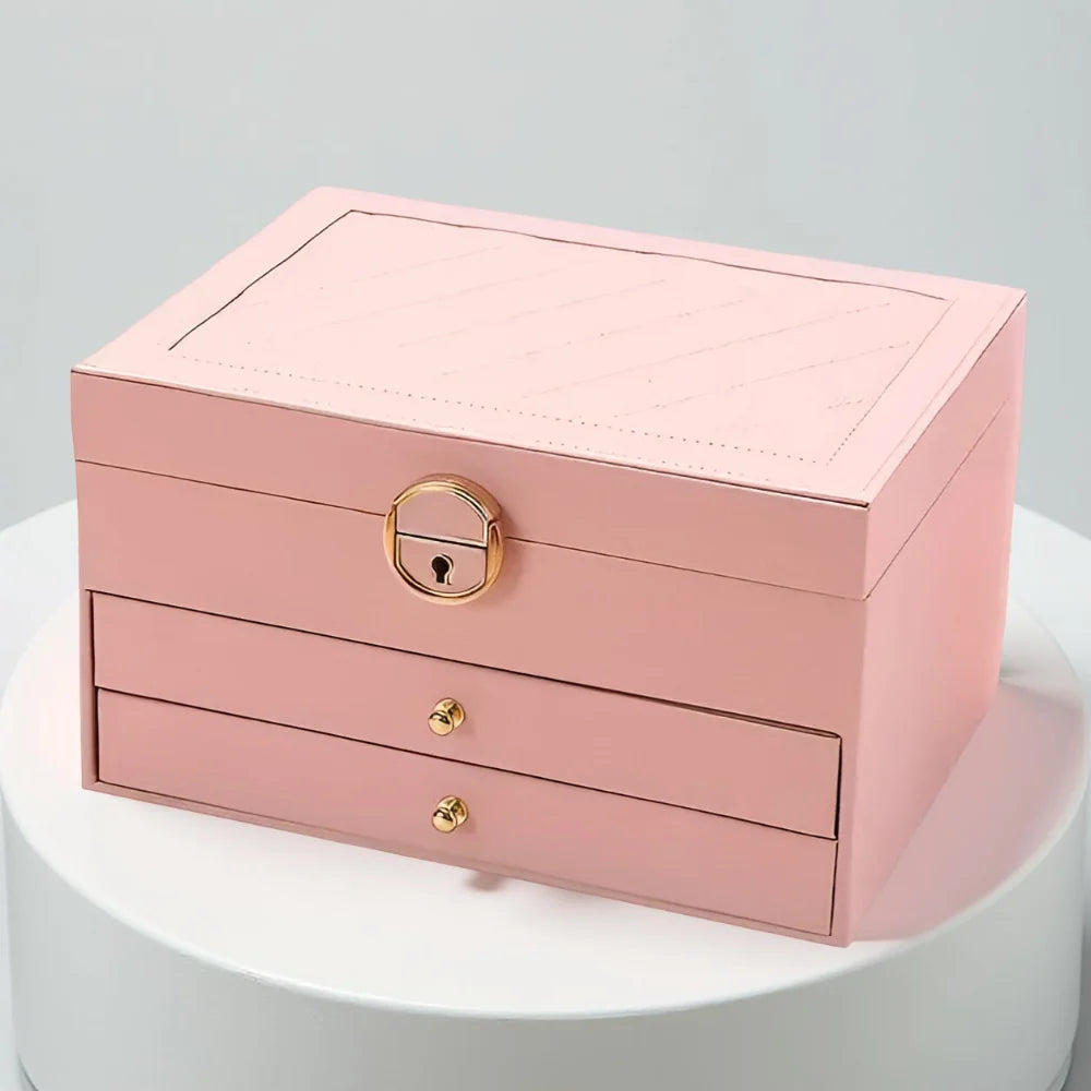 Jewellery Box Multilayer Textured Storage Organizer Display Case