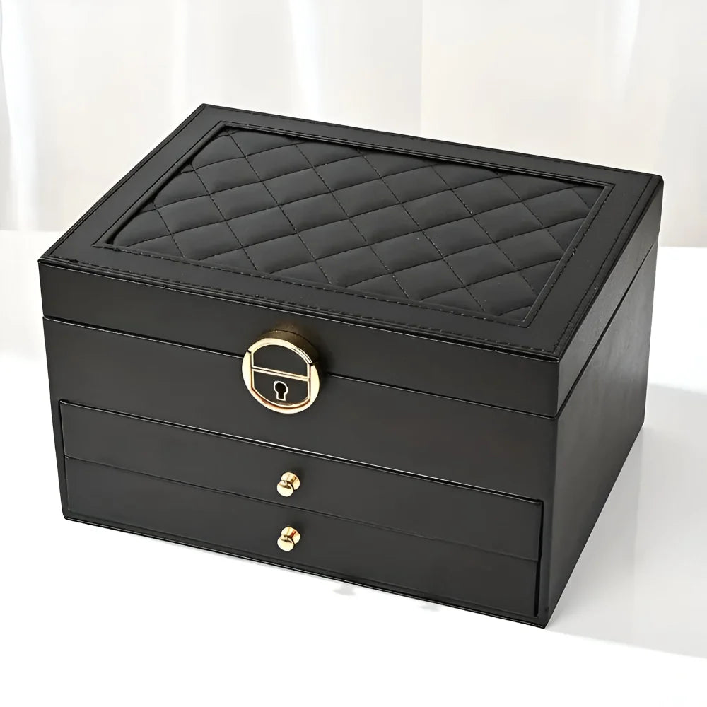 Jewellery Box Multilayer Textured Storage Organizer Display Case