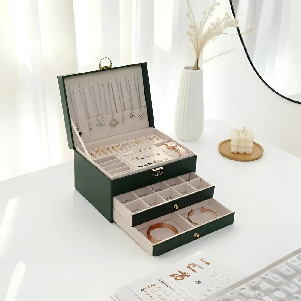 Jewellery Box Multilayer Textured Storage Organizer Display Case