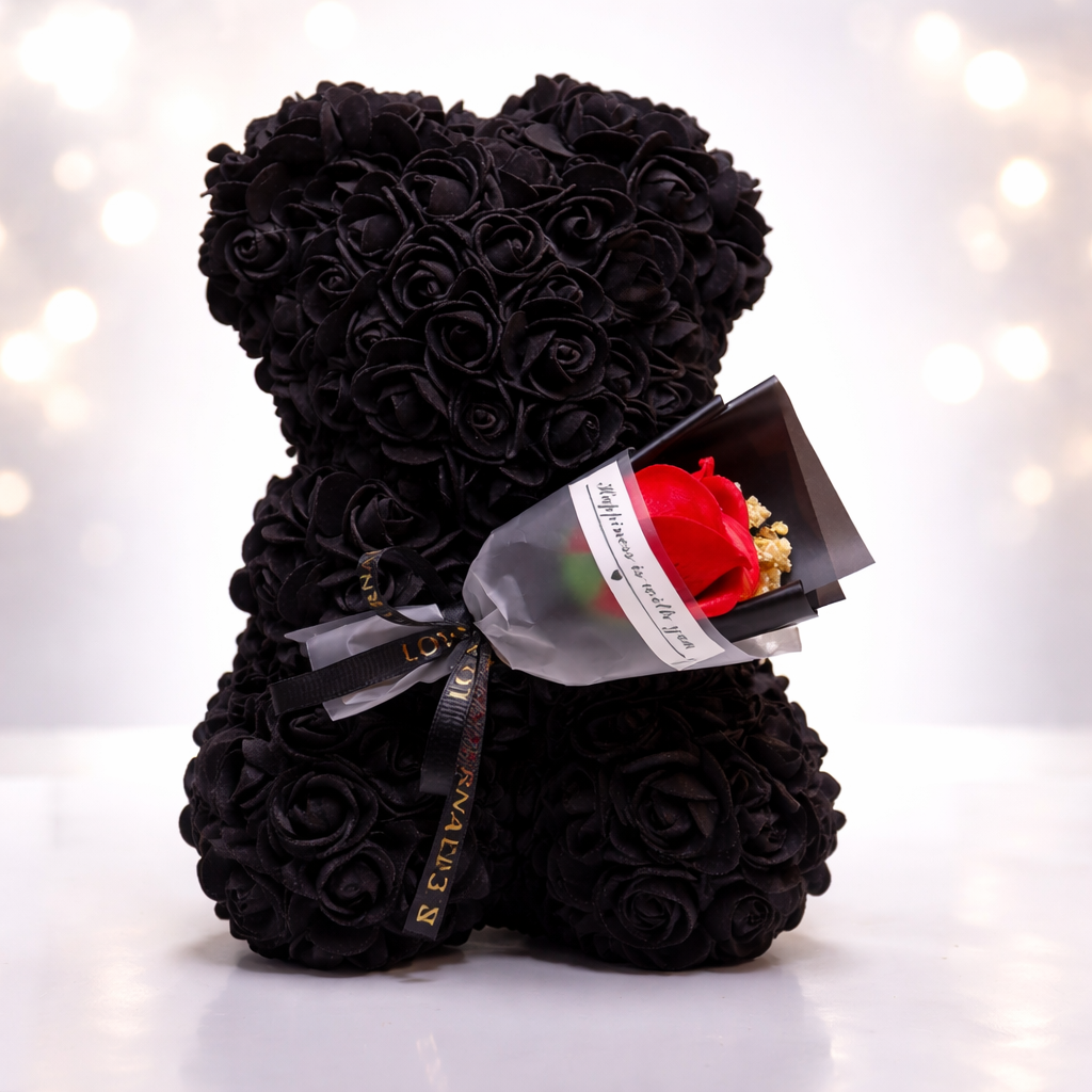 Table Decor Rose Bear Artificial Flower Gift Valentine Display
