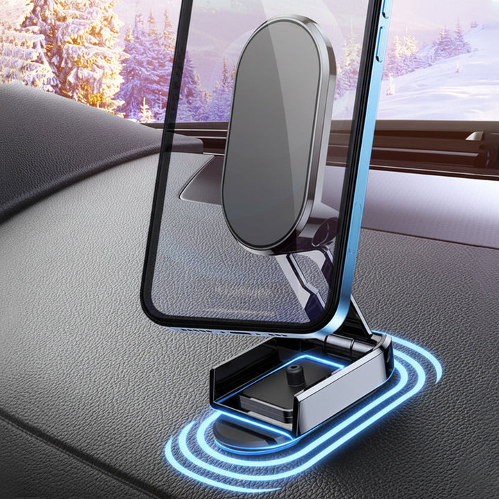 Car Phone Mount Magnetic Dashboard Foldable Alloy Holder