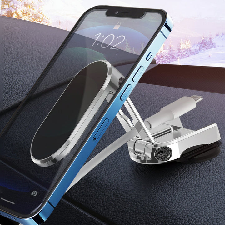 Car Phone Mount Magnetic Dashboard Foldable Alloy Holder