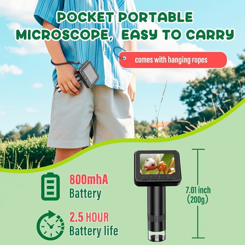 Digital Microscope Portable HD Screen Science Learning Camera