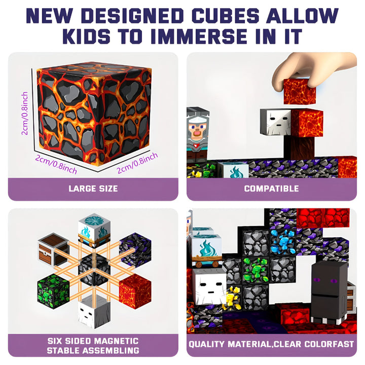 Magnetic Blocks Creative Building Cube Set Kids Play