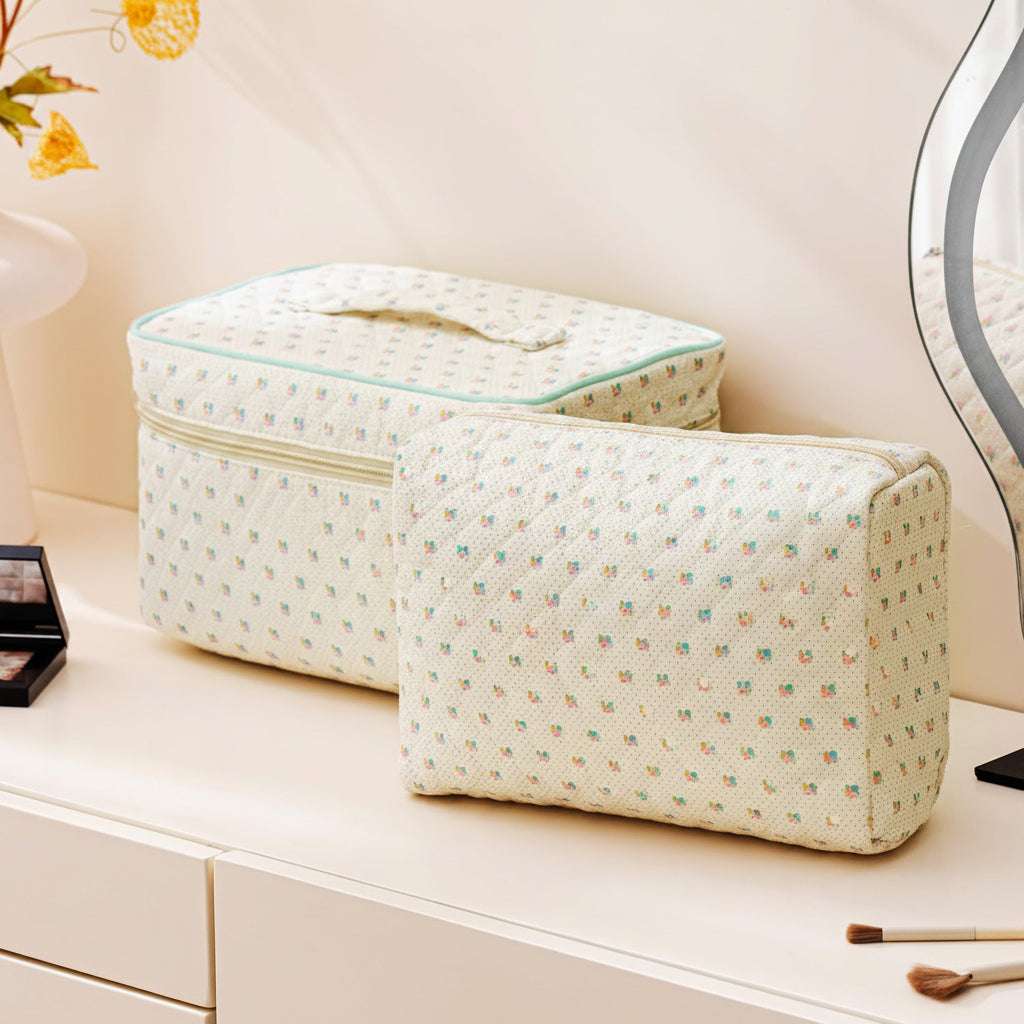 Makeup Bag Travel Cosmetic Bag Floral Cotton Mothers Day Gift