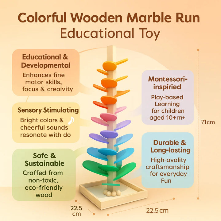 Marble Run Wooden colourful Educational Toy Kids