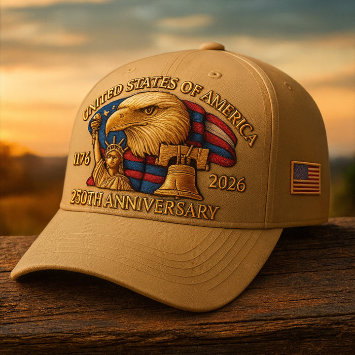 Men’s Baseball Cap Patriotic Eagle 250th Anniversary Veterans Hat