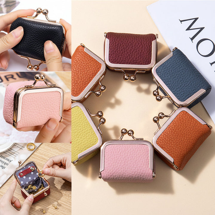 Mini Jewellery Box Genuine Leather Organizer Gold Clasp Travel