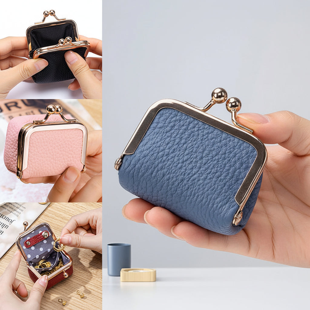 Mini Jewellery Box Genuine Leather Organizer Gold Clasp Travel