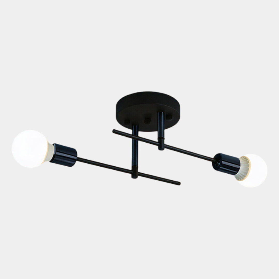 Modern 2-Light Ceiling Lamp | Black &amp; Gold Flush Mount Chandelier