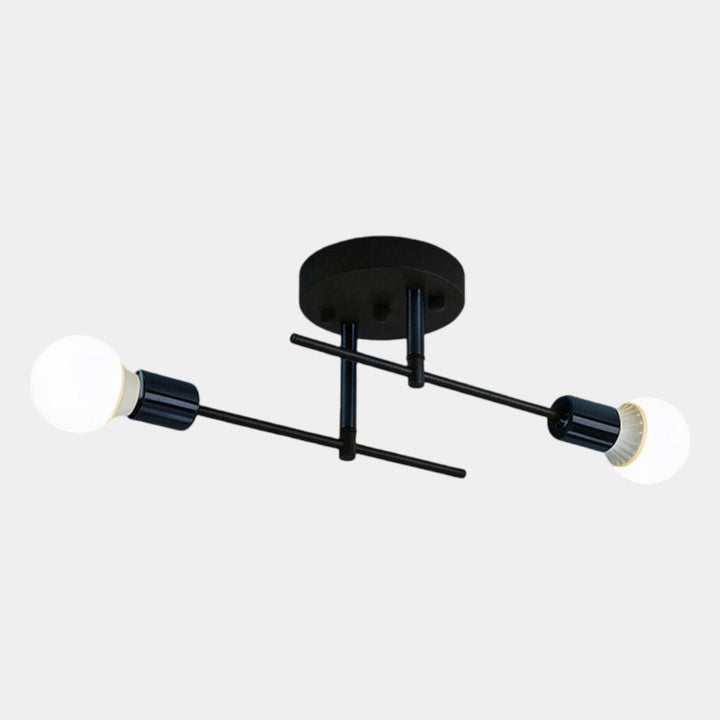 Modern 2-Light Ceiling Lamp | Black &amp; Gold Flush Mount Chandelier