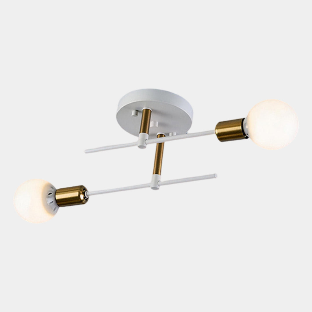 Modern 2-Light Ceiling Lamp | Black &amp; Gold Flush Mount Chandelier