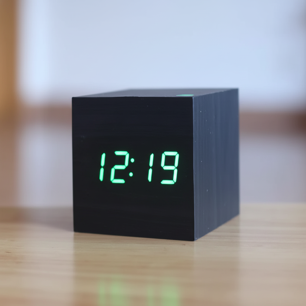 Digital Alarm Clock Wooden LED Desk Table Clock
