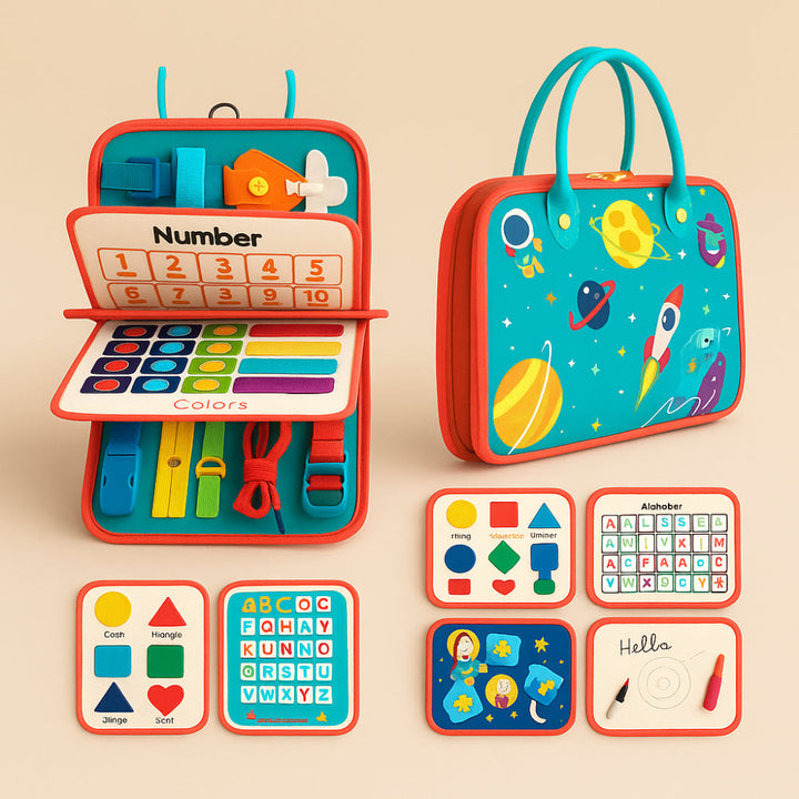 Toy Sensory Montessori Activity Board Travel Case
