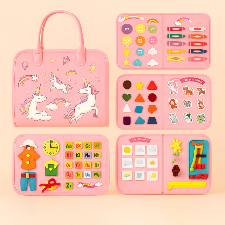 Toy Sensory Montessori Activity Board Travel Case